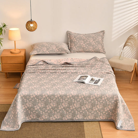 Cherry Blossom Pattern Quilt | 100% Organic Cotton | Full/Queen/King Sizes