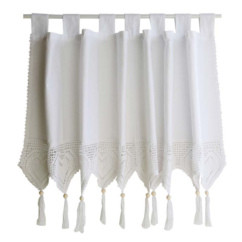 White Cotton Short Cabinet Curtain | Rod Pocket Design | Easy to Install