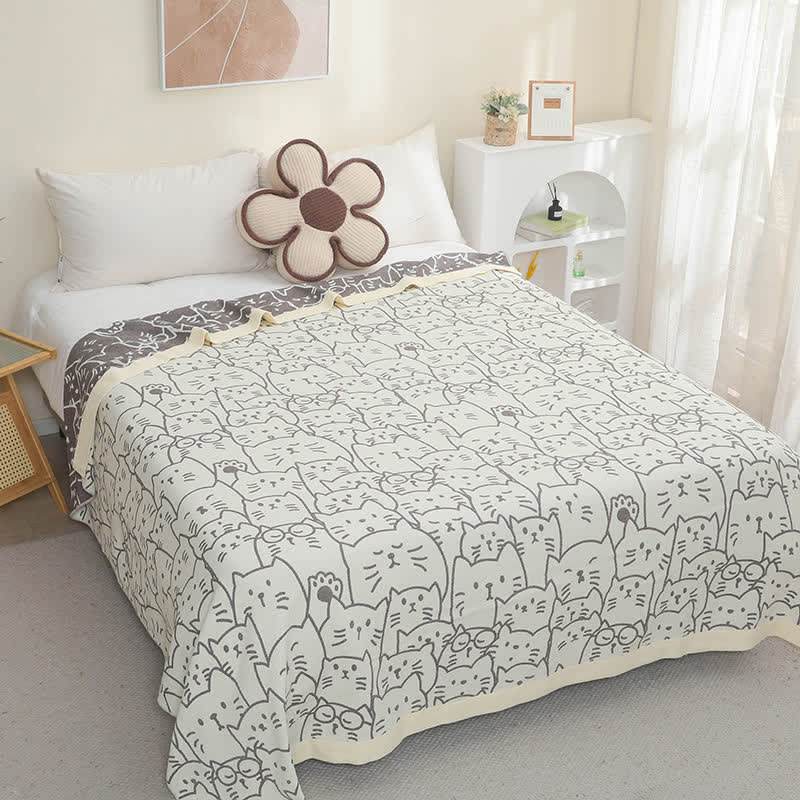 Cat Cotton Gauze Quilt | Hypoallergenic & Eco-Friendly | Full/Queen Size