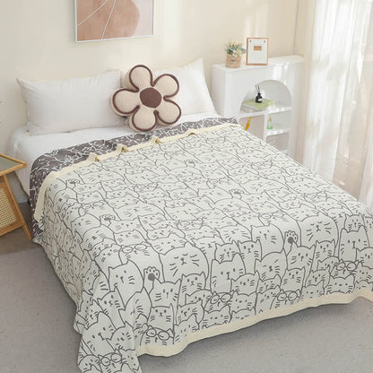 Cat Cotton Gauze Quilt | Hypoallergenic & Eco-Friendly | Full/Queen Size