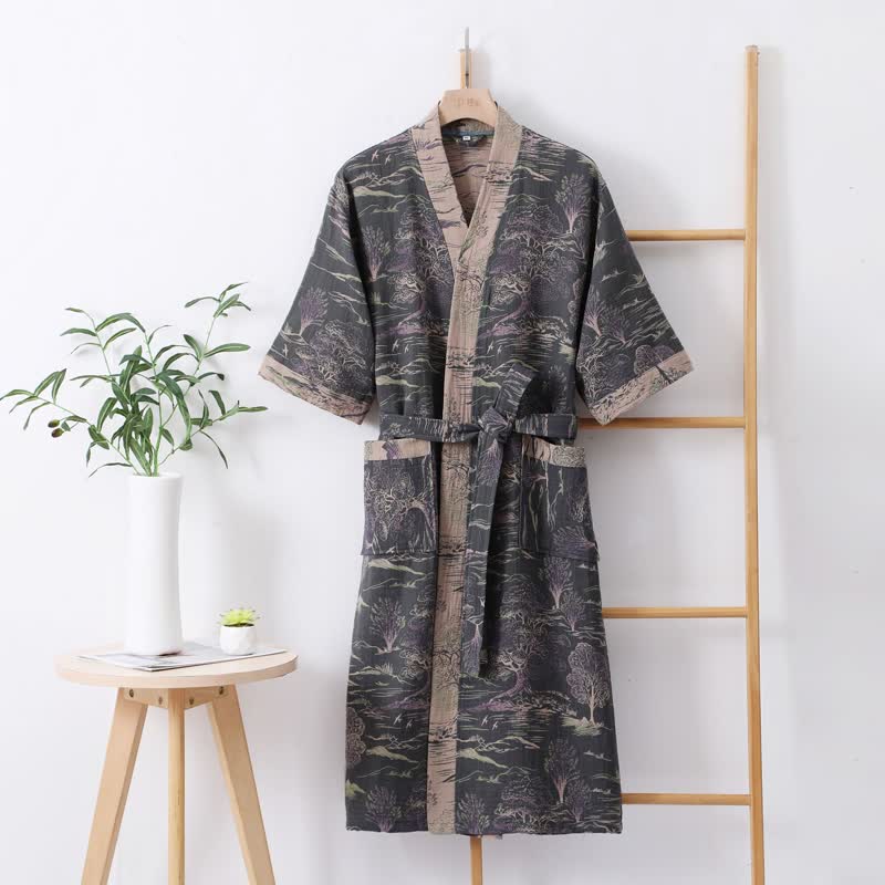 Cotton Gauze Bathrobe | Lightweight Pure Cotton | Natural Style