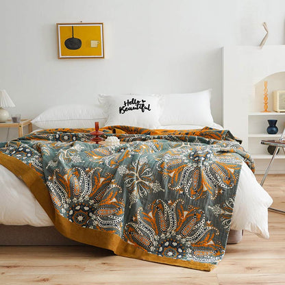 Floral Cotton Quilt | Organic Cotton | Dark Cyan