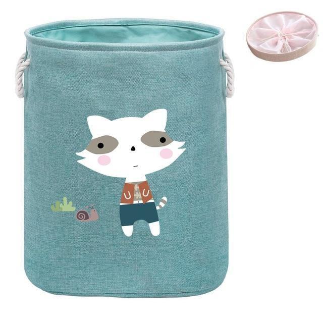 Animal Laundry Basket | Cotton Linen | With Lid