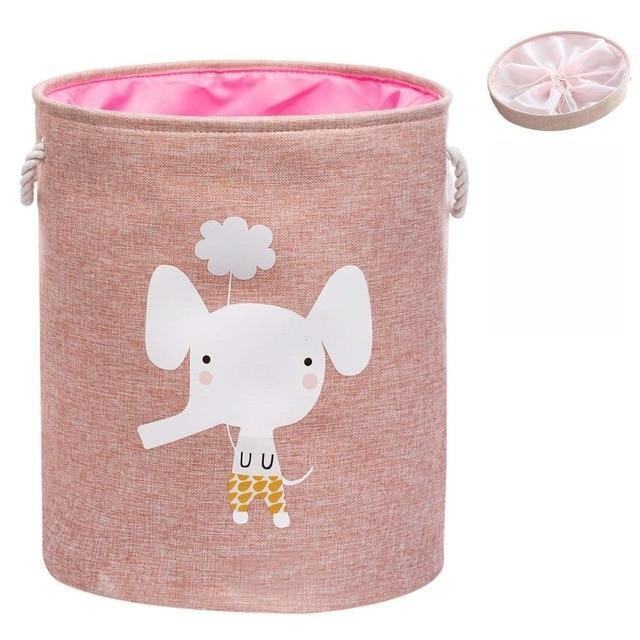 Animal Laundry Basket | Cotton Linen | With Lid