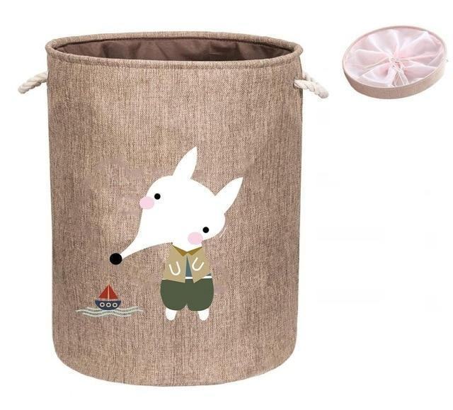Animal Laundry Basket | Cotton Linen | With Lid