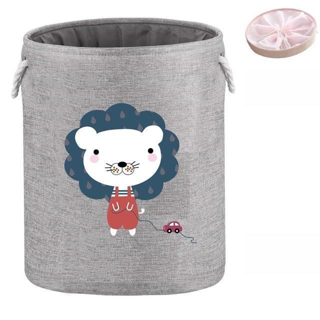 Animal Laundry Basket | Cotton Linen | With Lid