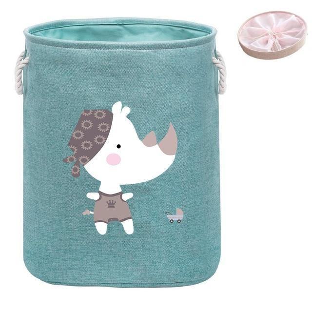 Animal Laundry Basket | Cotton Linen | With Lid