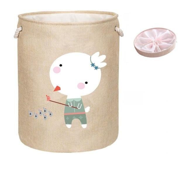 Animal Laundry Basket | Cotton Linen | With Lid