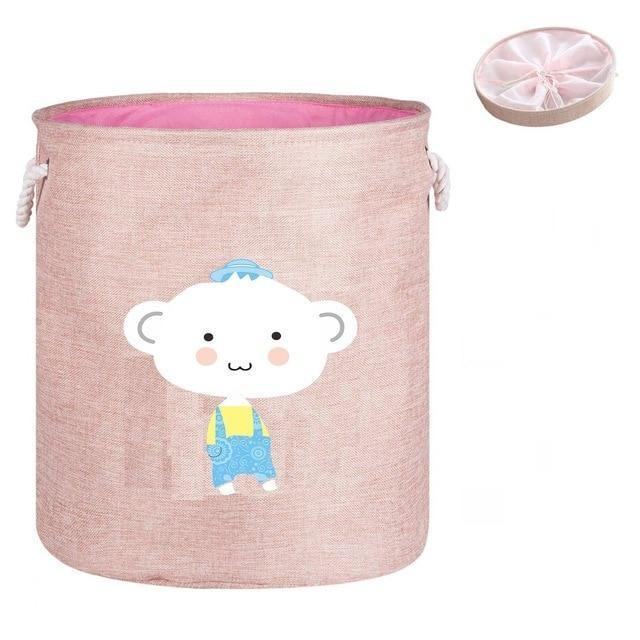 Animal Laundry Basket | Cotton Linen | With Lid
