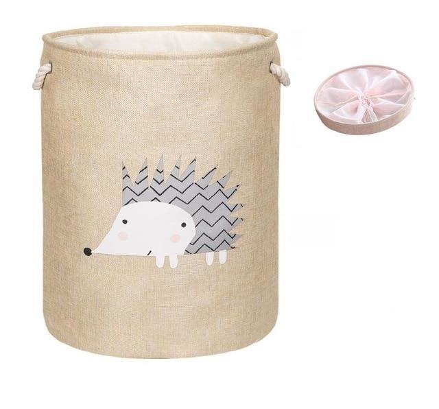 Animal Laundry Basket | Cotton Linen | With Lid