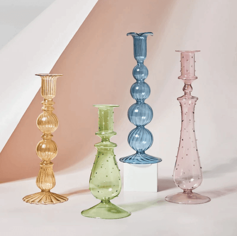 Glass Candle Holders | Borosilicate Glass | Various Colors