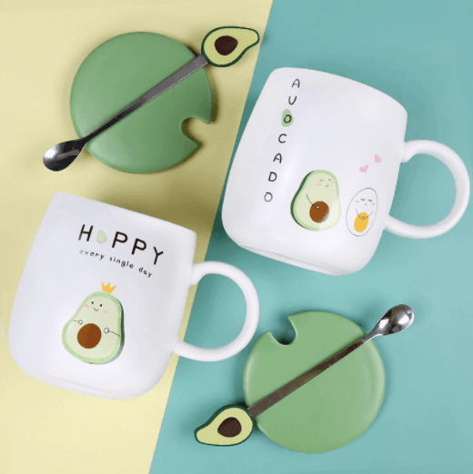 Avocado Mug | White Porcelain | with Lid
