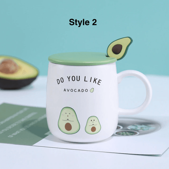 Avocado Mug | White Porcelain | with Lid