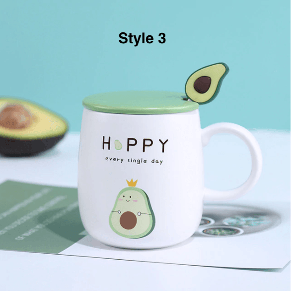 Avocado Mug | White Porcelain | with Lid