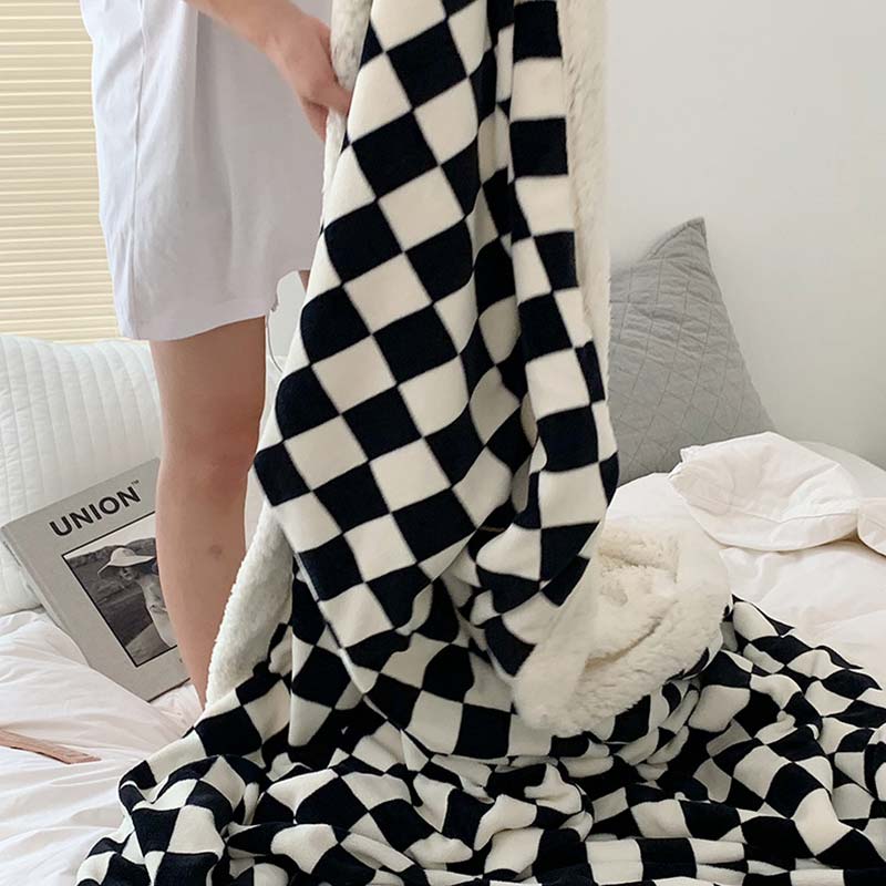 Checkerboard Reversible Throw Blanket | Soft Polyester | Lightweight