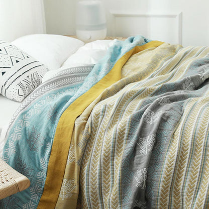 Cotton Reversible Quilt | Wheat Ear Print | Full/Queen Size