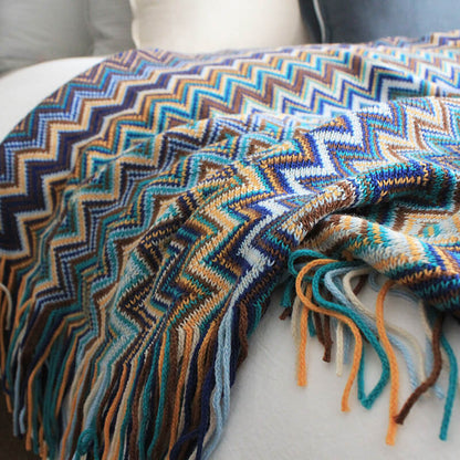 Striped Tassel Blanket | Soft Acrylic Fiber | Multiple Sizes