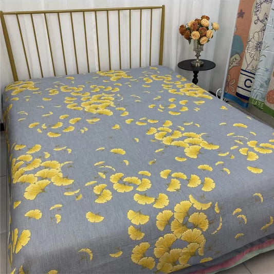 Cotton Gauze Quilt | Ginkgo Leaf Design | Queen Size