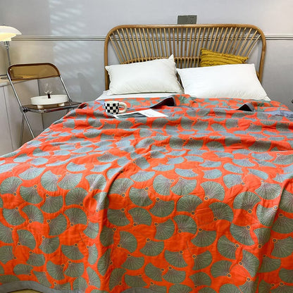 Ginkgo Leaf Reversible Quilt | 100% Organic Cotton | Full/Queen/King Sizes Available
