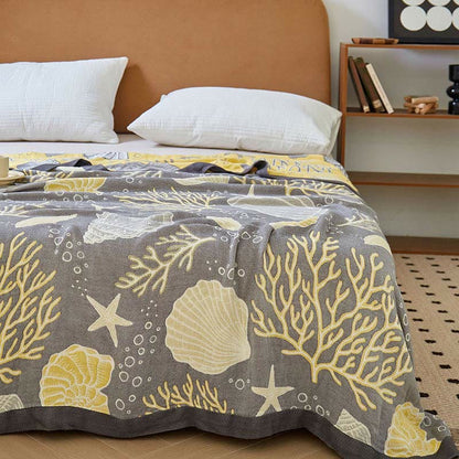 Reversible Marine Life Quilt | Bamboo Fiber | Full/Queen Size