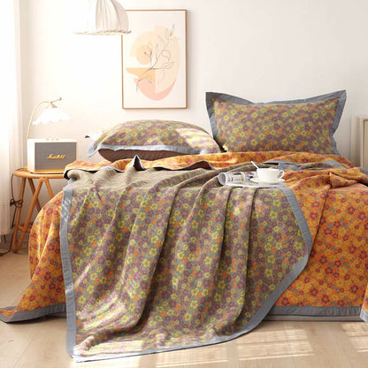 Floral Jacquard Cotton Quilt | Reversible Design | Full/Queen/King Sizes