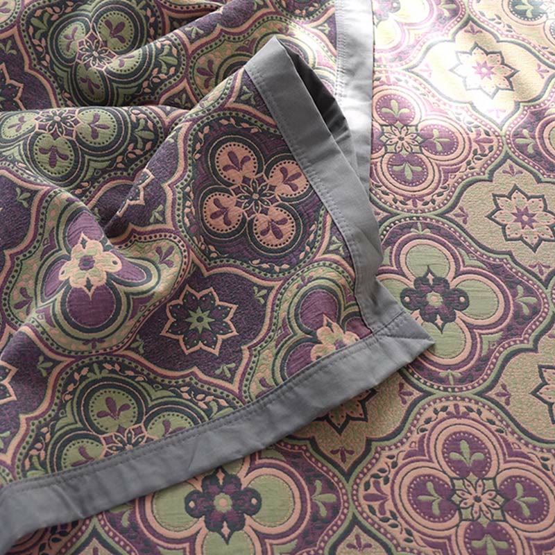 Cotton Quilt | Reversible Embroidered Petal Flower Pattern | Full, Queen, King Sizes