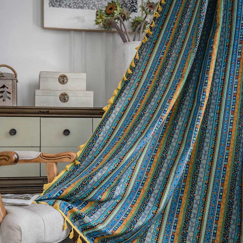 Boho Tassel Curtain | Cotton Blend | Semi-Blackout