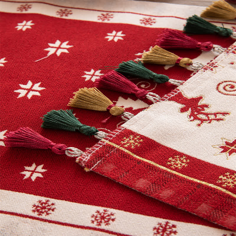 Christmas Tree Tassel Table Runner | Polyester | 14" x 55" to 14" x 118" Options