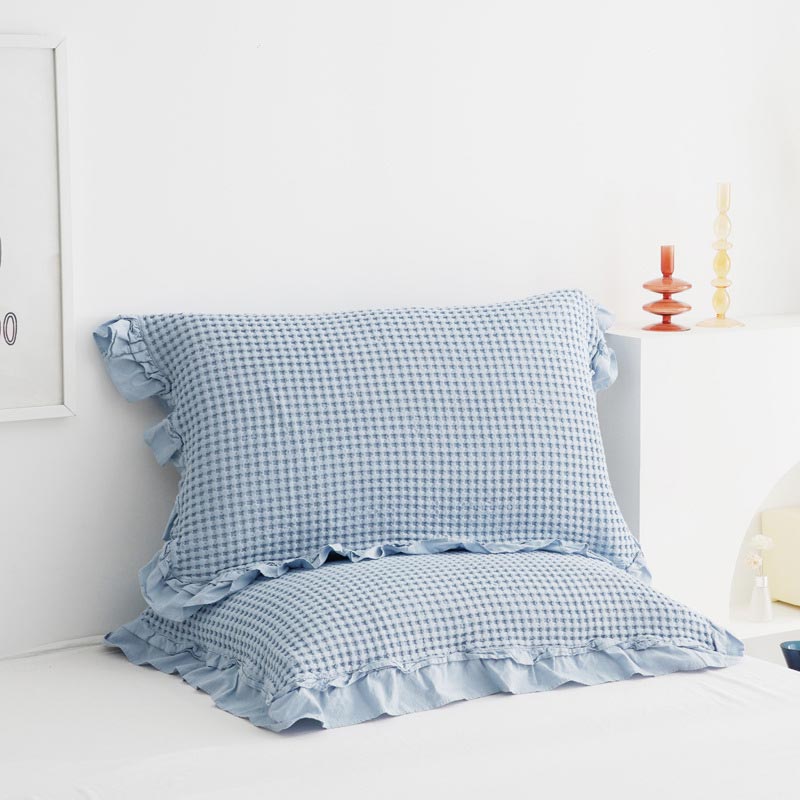 Cotton Pillowcases | Waffle Weave Ruffle | Set of 2