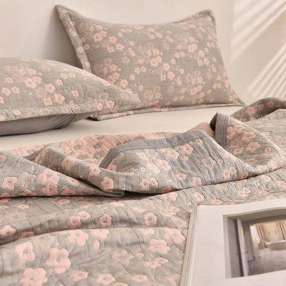Cherry Blossom Pattern Quilt | 100% Organic Cotton | Full/Queen/King Sizes