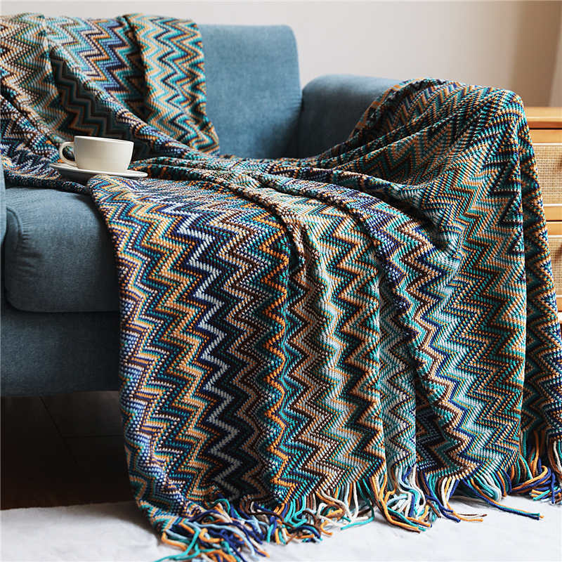 Striped Tassel Blanket | Soft Acrylic Fiber | Multiple Sizes