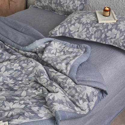 Double-Layer Cotton Gauze Floral Quilt | Eco-Friendly Organic Cotton | Available in Full, Queen, King Sizes