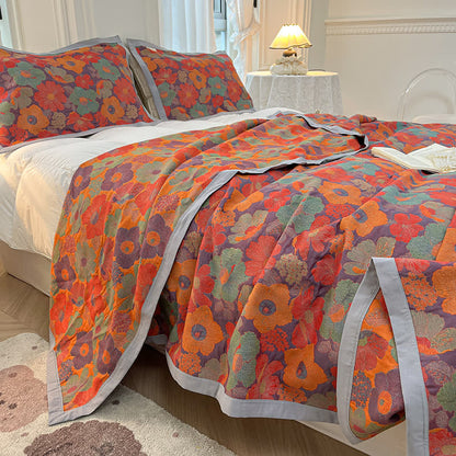 Cotton Floral Reversible Coverlet | Eco-Friendly | Full, Queen, King Sizes