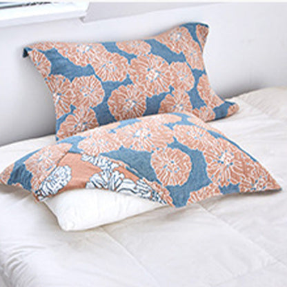 Decorative Cotton Pillow Towels | Flower Print | Set of 2