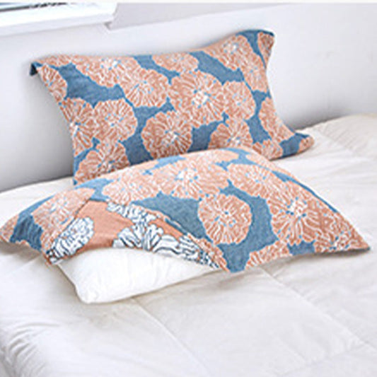 Decorative Cotton Pillow Towels | Flower Print | Set of 2