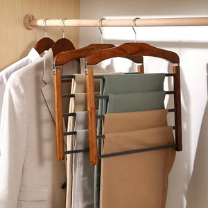 Espace Économiseur en Bois Multifonction Pour Pantalons à Multiple Niveaux