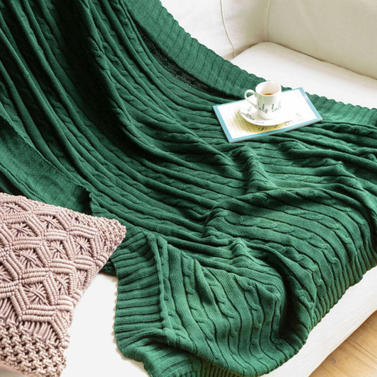 Cotton Knit Sofa Blanket | Soft & Cozy | Solid Color