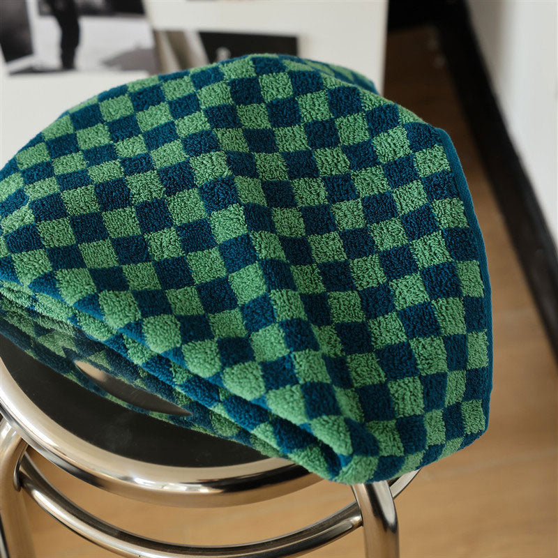 Retro Checkerboard Cotton Towel | Breathable & Soft | 35cm x 75cm