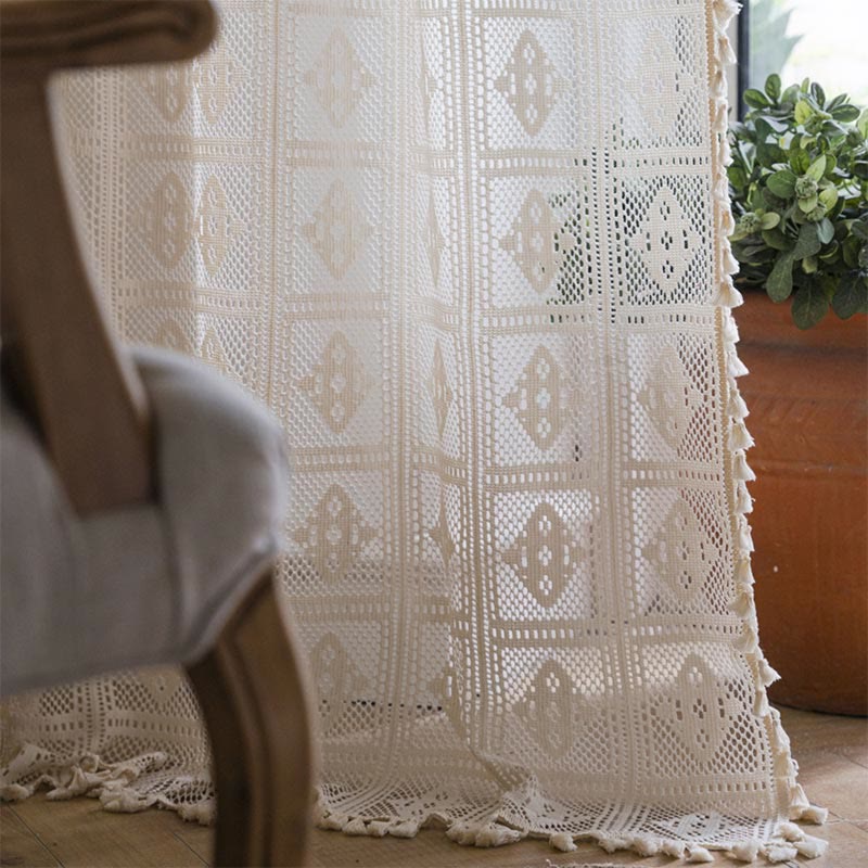 Rhombus Plaid Decorative Curtain | Polyester | Single Panel