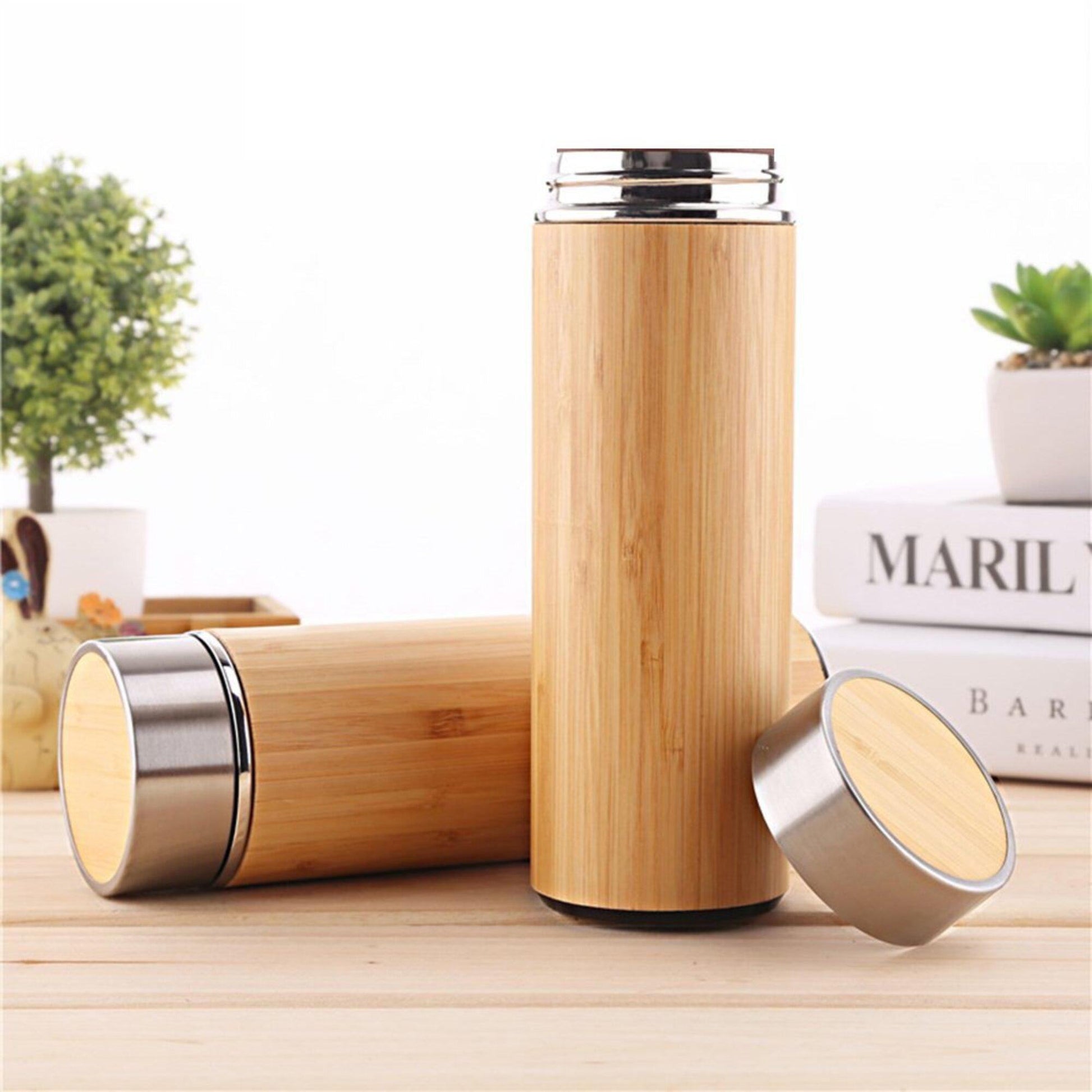 Bamboo Travel Mug | Stainless Steel Interior | Tea Infuser