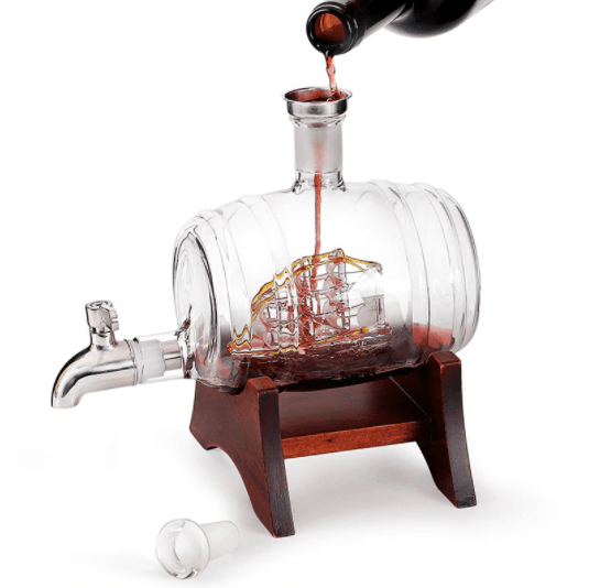 Barrel Whiskey Decanter | 1000ml Glass Decanter | Airtight Seal
