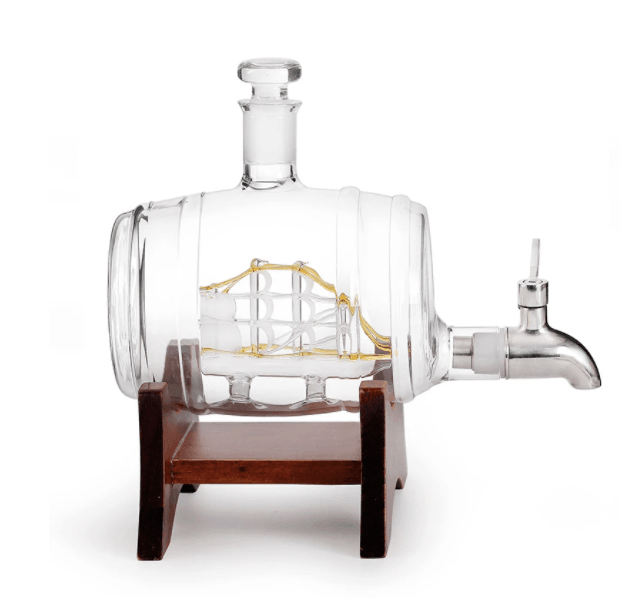 Barrel Whiskey Decanter | 1000ml Glass Decanter | Airtight Seal