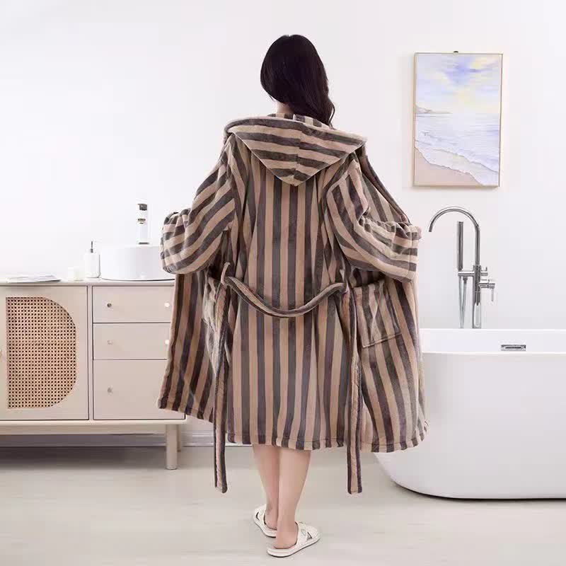 Hooded Bathrobe | Plush Microfiber Flannel | Cozy with Pockets