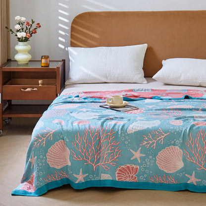 Reversible Marine Life Quilt | Bamboo Fiber | Full/Queen Size