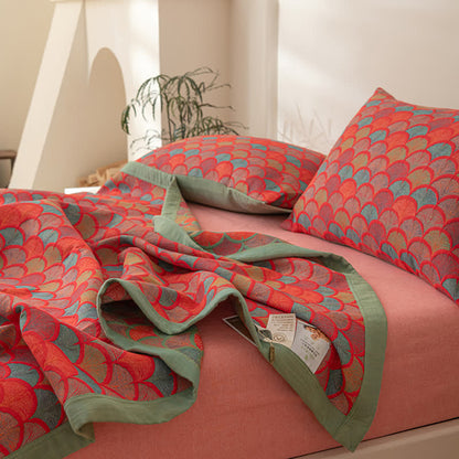 Reversible Fish Scales Quilt | 100% Organic Cotton | Full/Queen/King Sizes