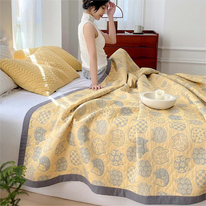 Cat Pattern Quilt Cover | 100% Organic Cotton | Gray, Full Size