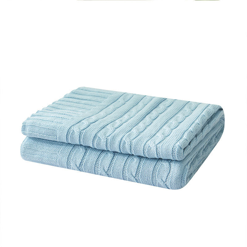 Cotton Knit Sofa Blanket | Soft & Cozy | Solid Color