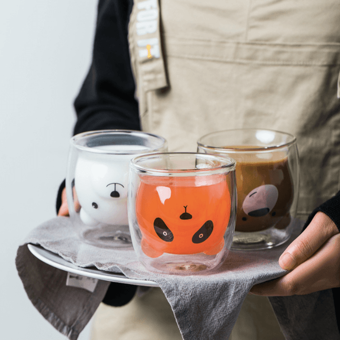 Bear Shaped Glass Mug | Double Wall | Clear