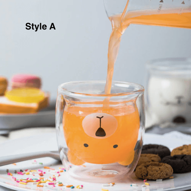Bear Shaped Glass Mug | Double Wall | Clear