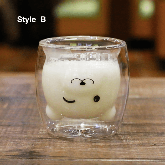 Bear Shaped Glass Mug | Double Wall | Clear